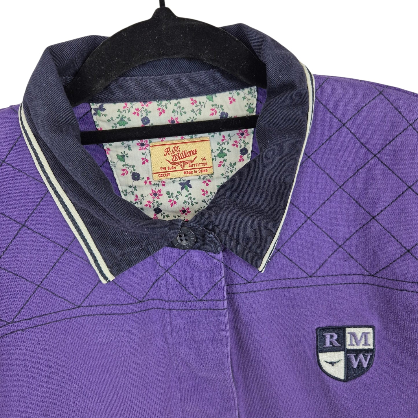 RM Williams Womens Purple Long Sleeve Rugby Polo Shirt Size L