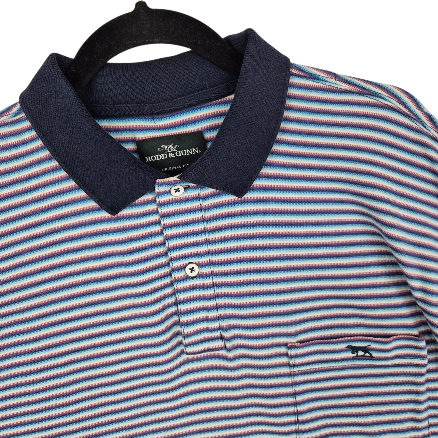Rodd & Gunn Blue & White Striped Stretch Polo Shirt Size 3XL