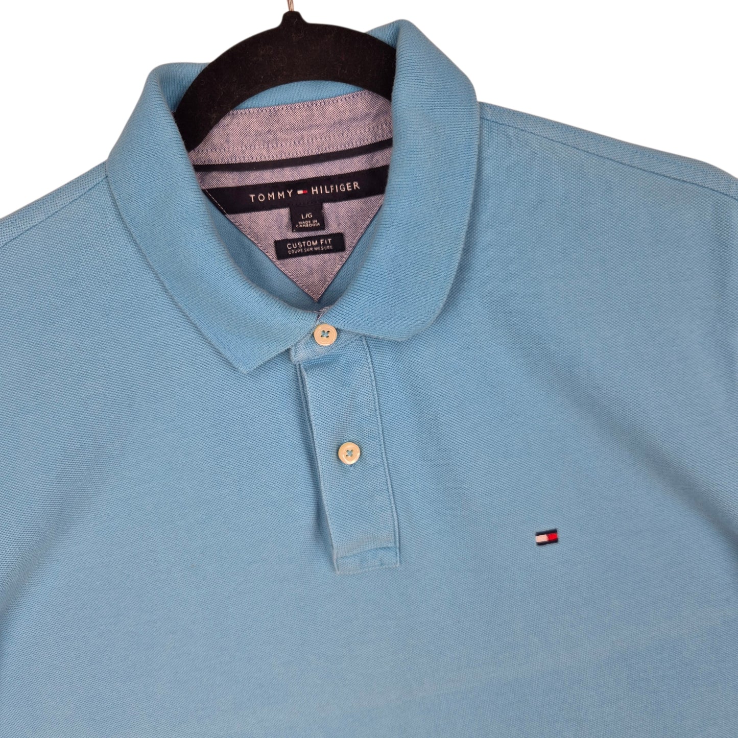 Tommy Hilfiger Light Blue Custom Fit Polo Shirt Size L