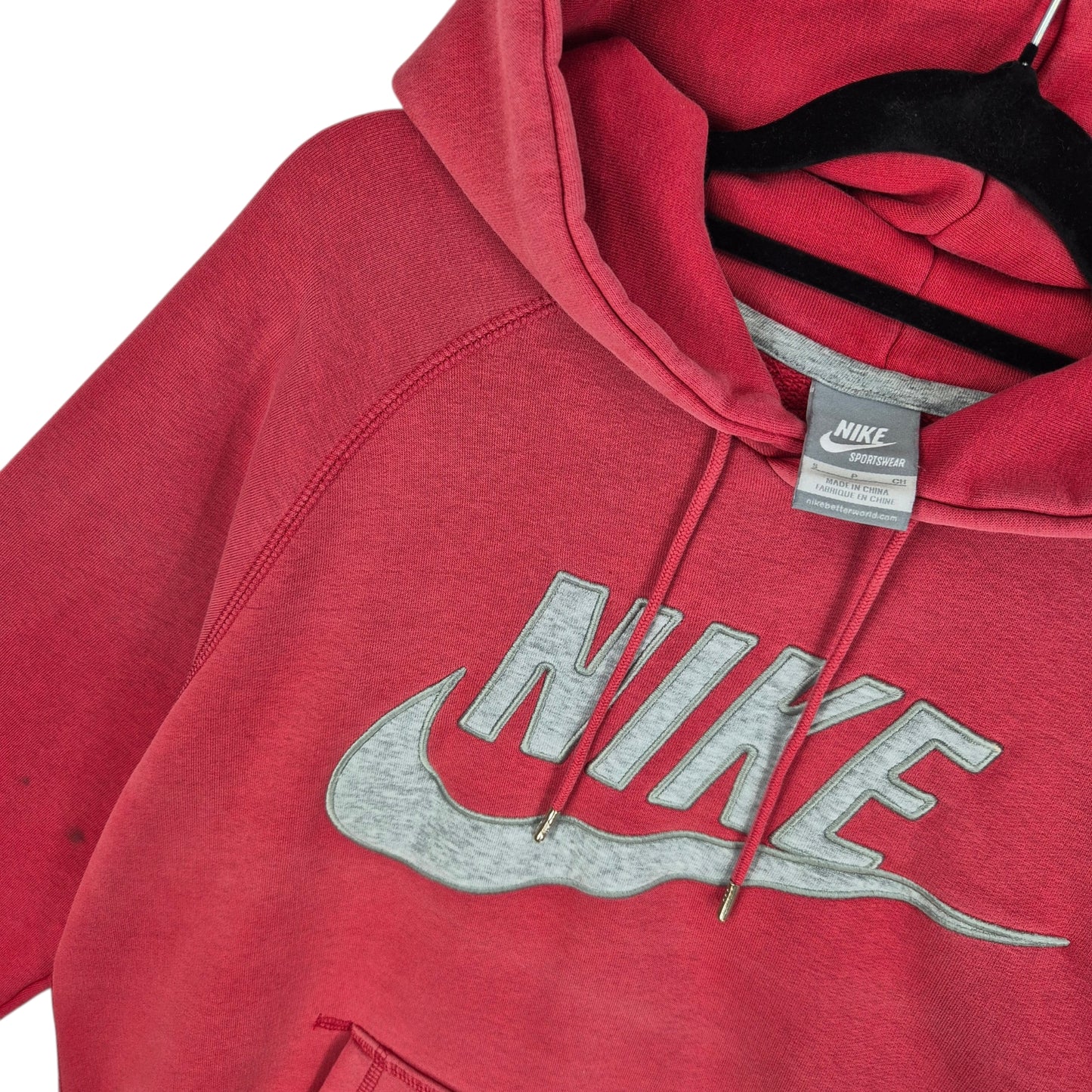 Vintage Nike 2000's Red Embroidered Hoodie Size S
