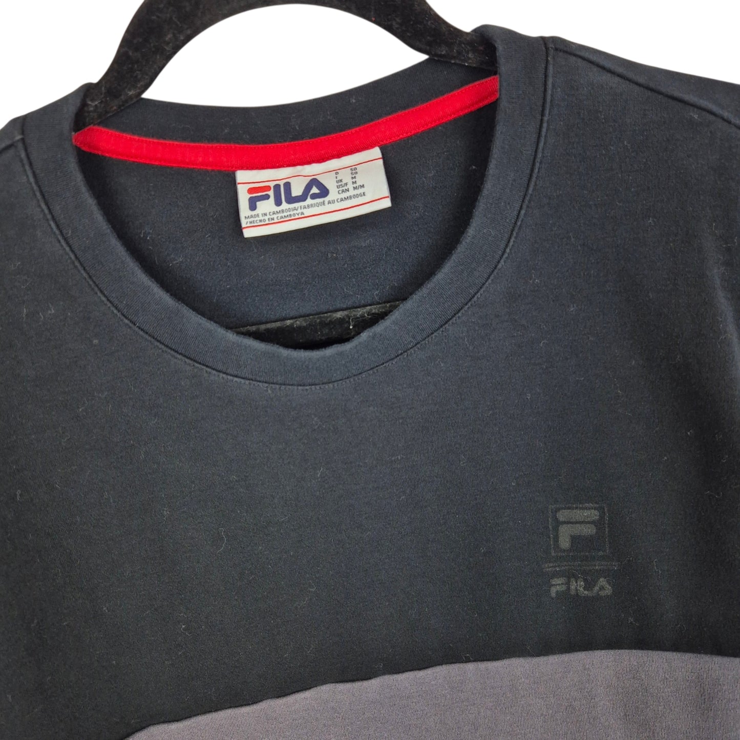 FILA Black & Grey Crewneck Sweater Size M