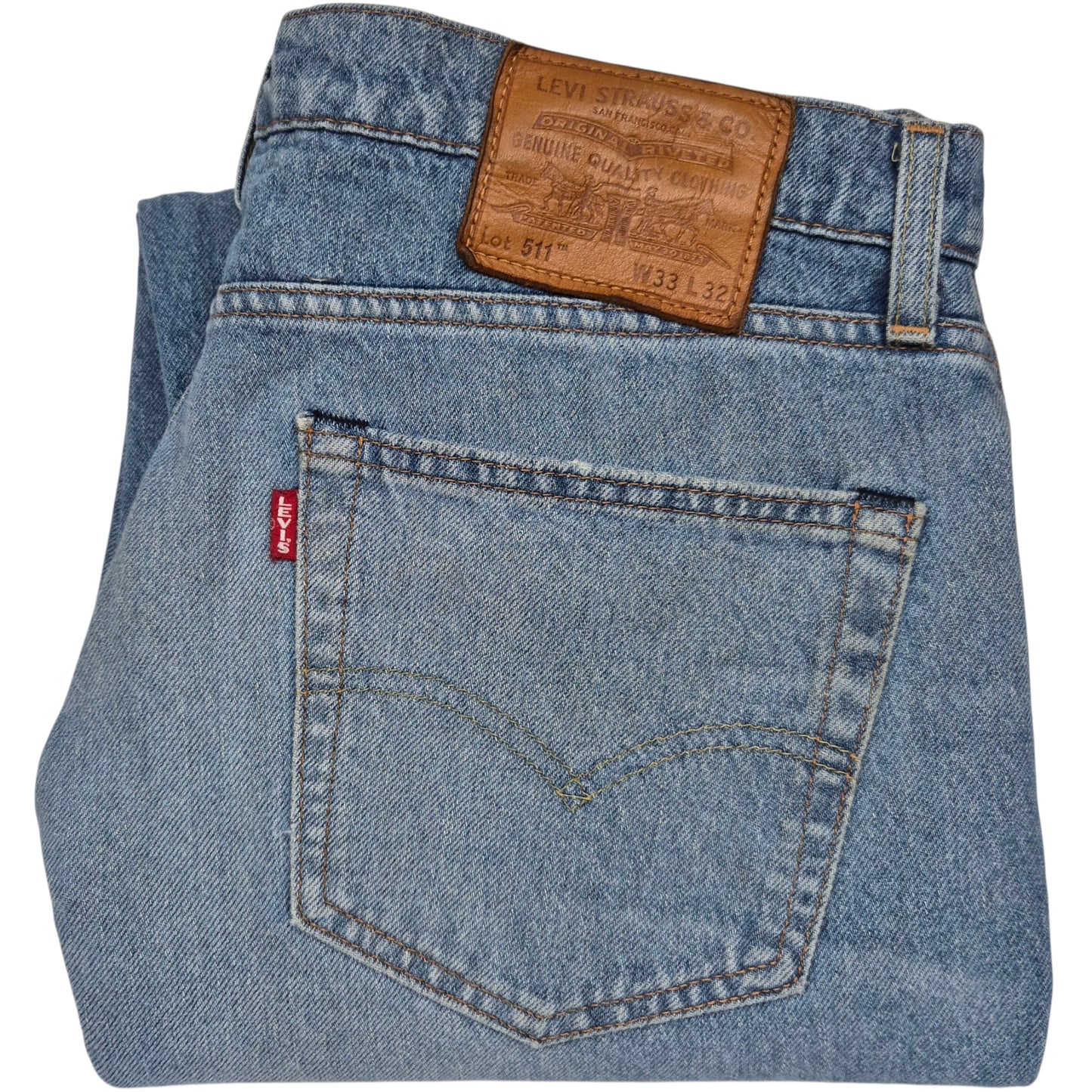 Levis Premium 511 Jeans Blue Distressed Denim W33