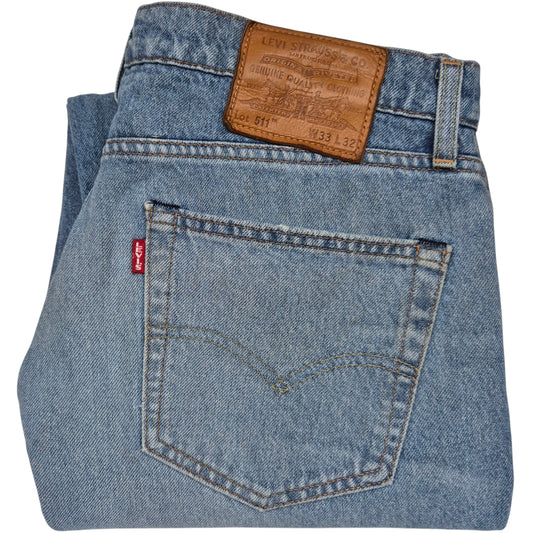 Levis Premium 511 Jeans Blue Distressed Denim W33