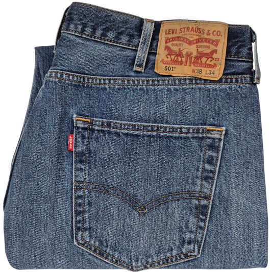 Levis 501 Jeans Blue Classic Straight Leg Crop Denim W38