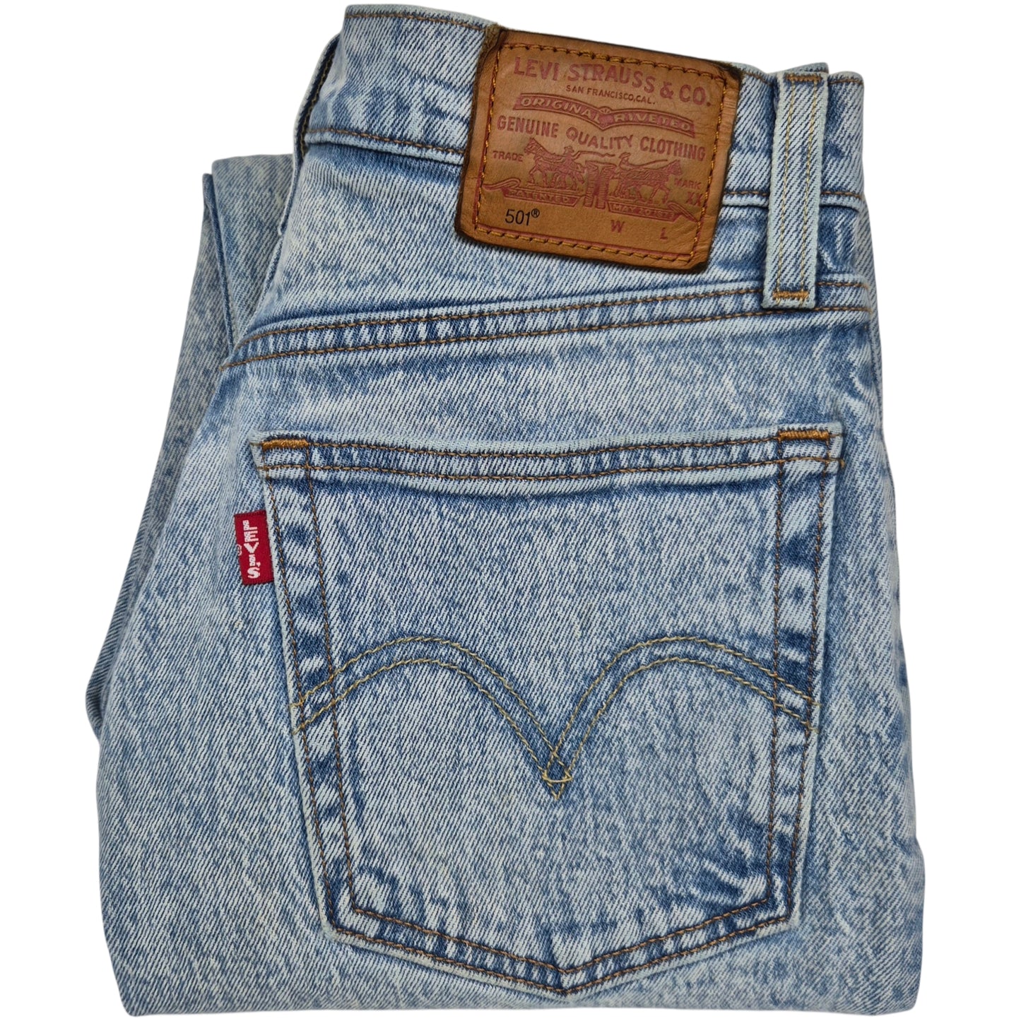 Levis Premium 501 Jeans Womens Light Blue Heavy Denim W25