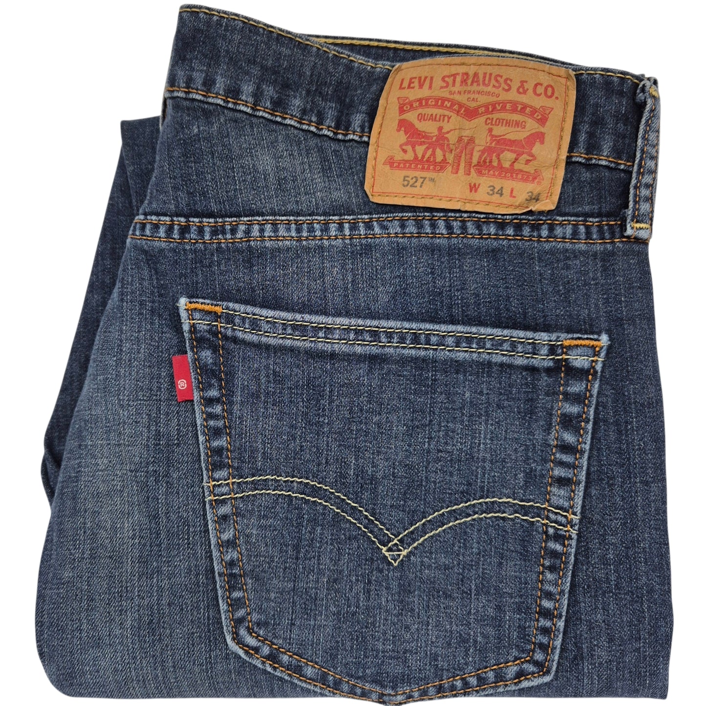 Levis 527 Jeans Dark Blue Crop Bootcut Denim W34
