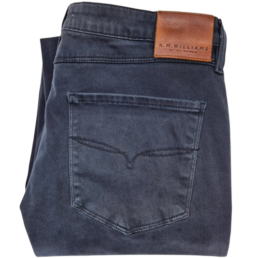 RM Williams Jeans Dark Grey Straight Leg Stretch Denim W30