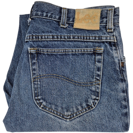 Vintage Lee Jeans 80's Blue Heavy Rigid Straight Leg Denim W34