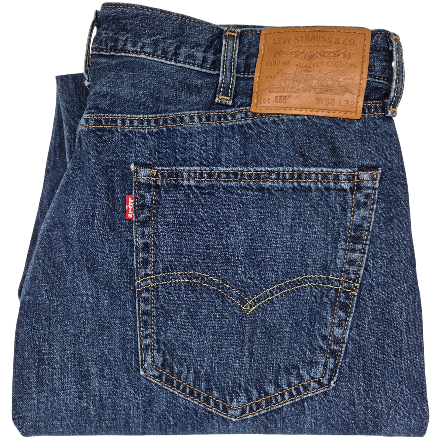 Levis Premium 555 Jeans Dark Blue Straight Leg Denim W38