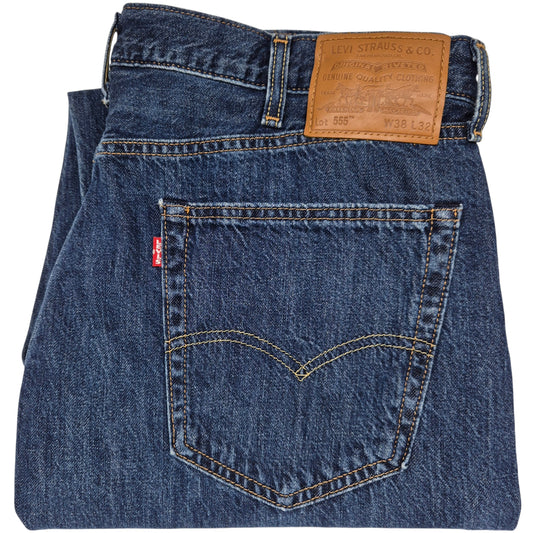Levis Premium 555 Jeans Dark Blue Straight Leg Denim W38