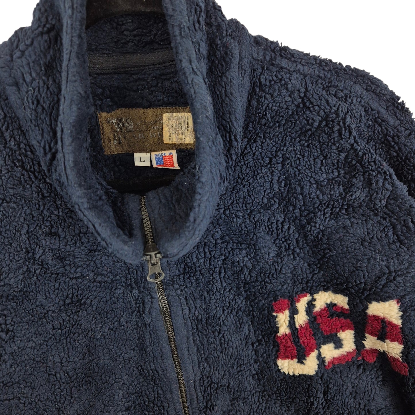 Vintage Bear Ridge Outfitters 90's Dark Blue USA Fleece Jumper Size L