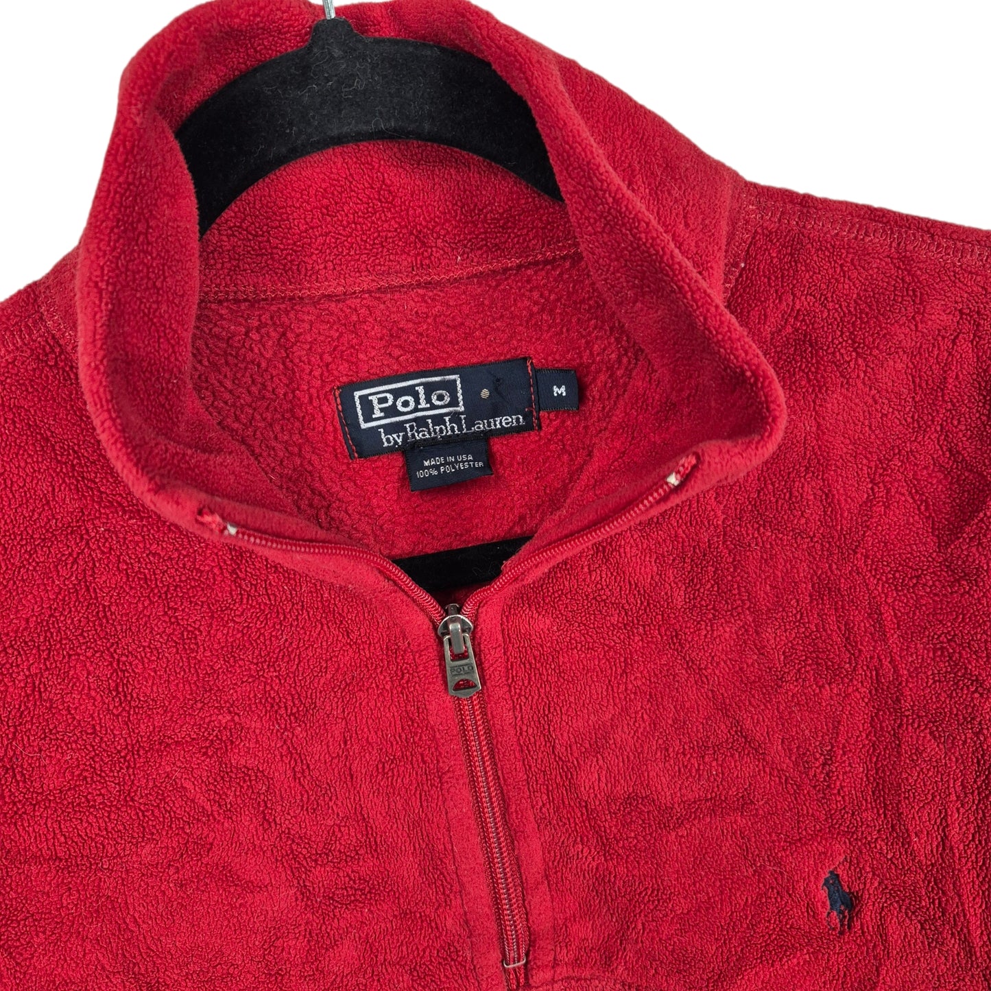 Vintage Polo Ralph Lauren 90's Red USA Made Fleece Jumper Size M