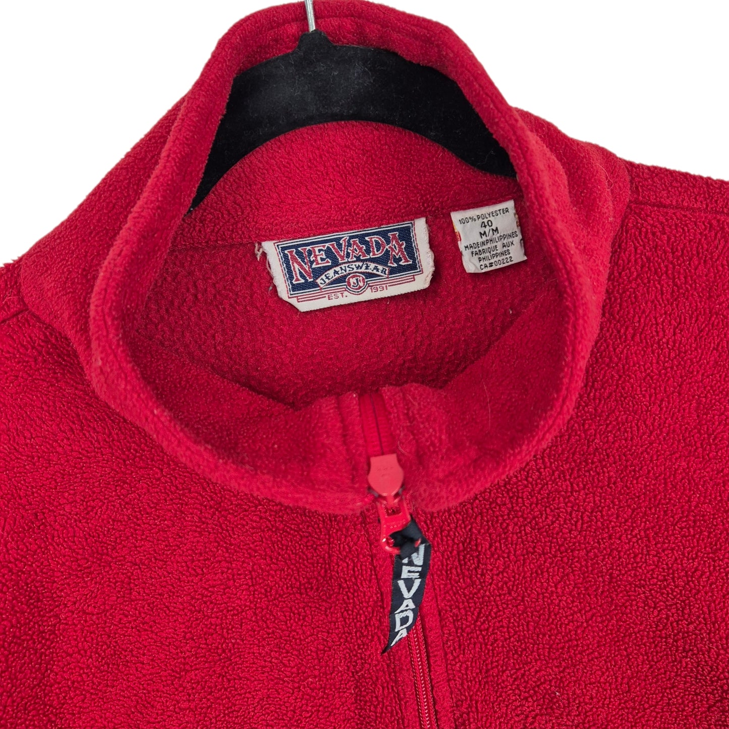 Vintage Nevada Jeanswear 90's Red Quarter Zip Fleece Jumper Size M