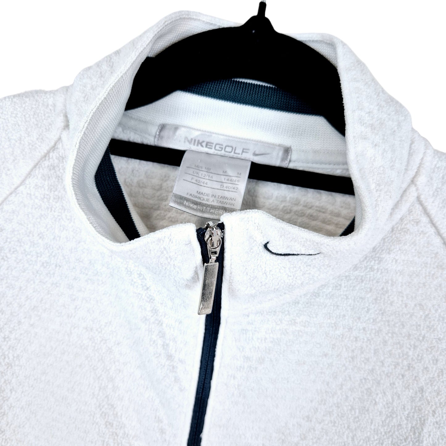 Vintage Nike Golf 2000's Womens White Fleece Zip Jumper Size M