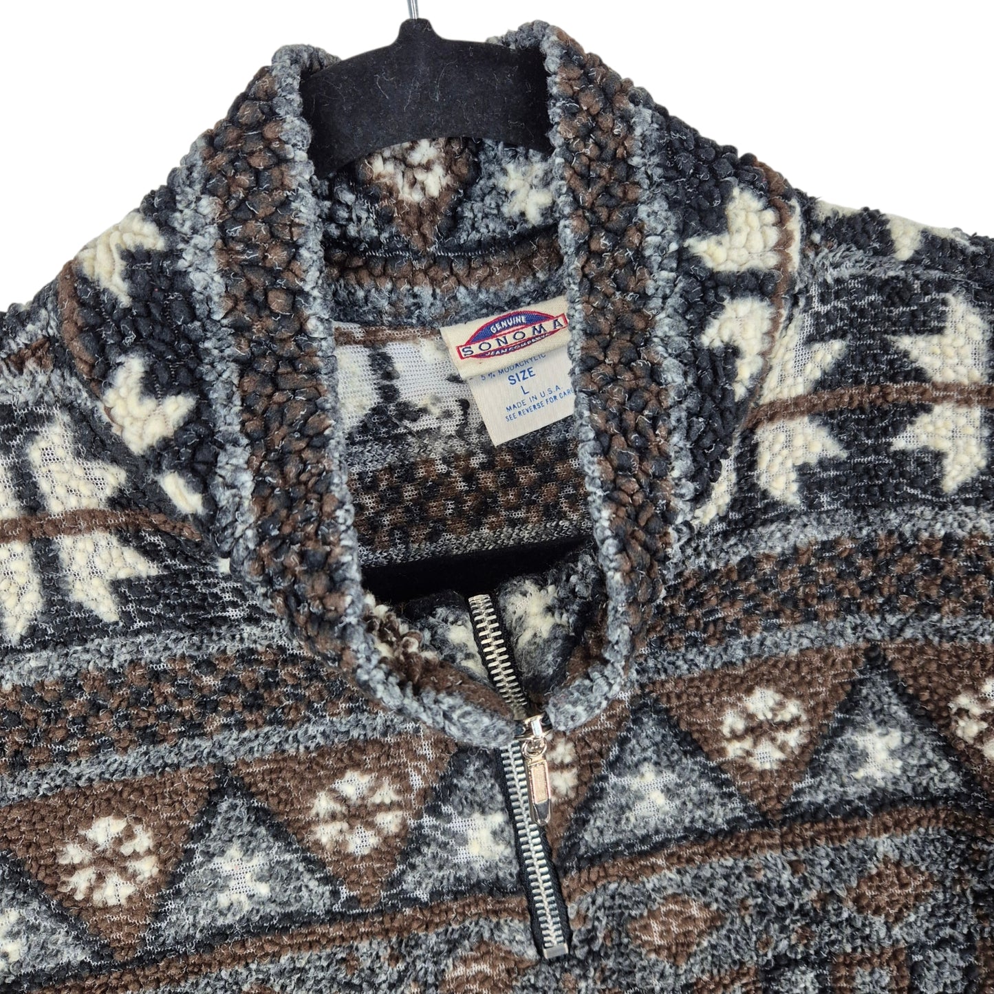 Vintage Sonoma Jeans 90's Brown USA Made Fleece Jumper Size L