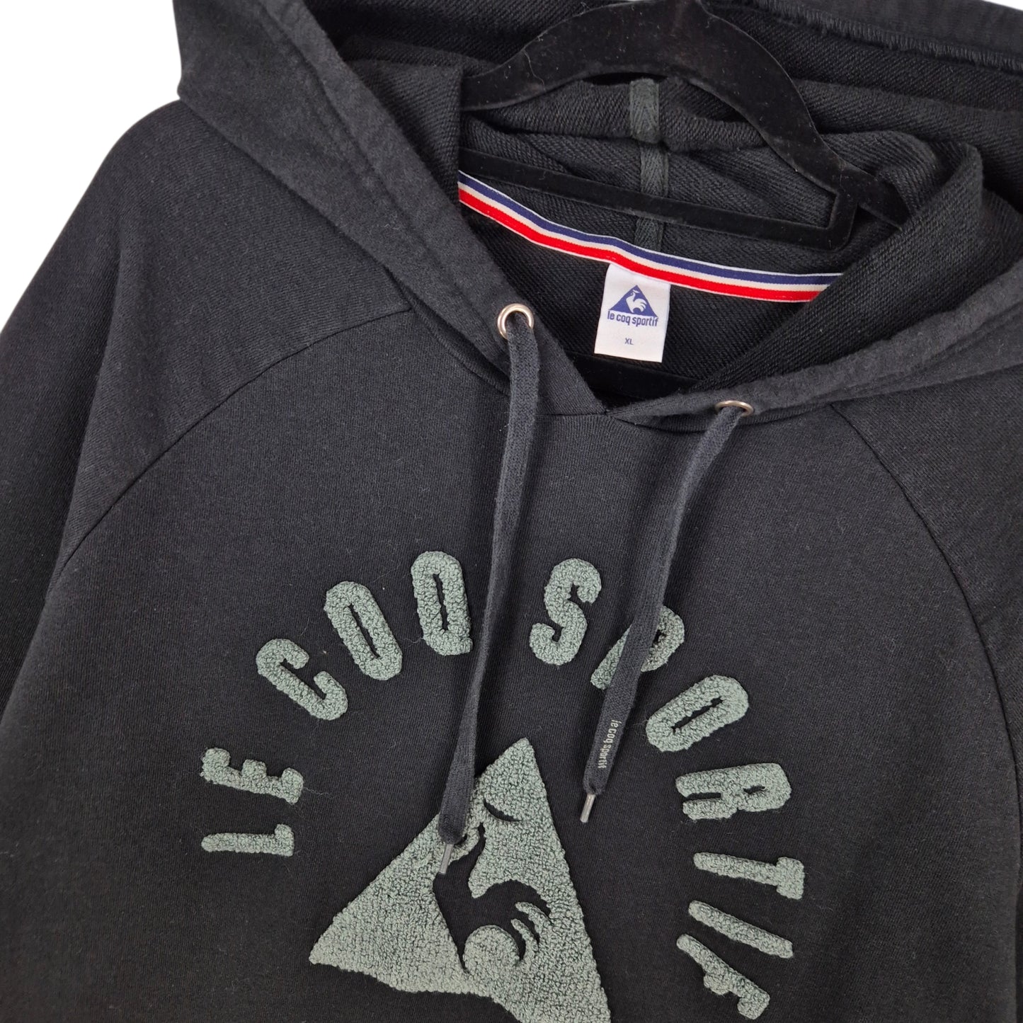 Le Coq Sportif Black Chenille Hoodie Size XL