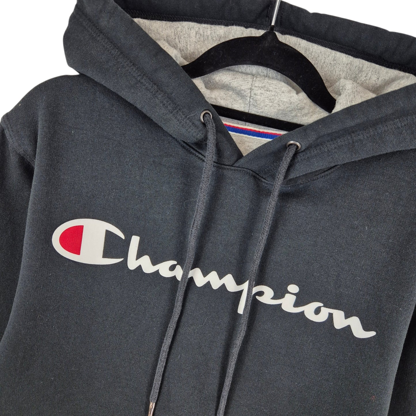 Champion Black Chest Script Hoodie Size XS