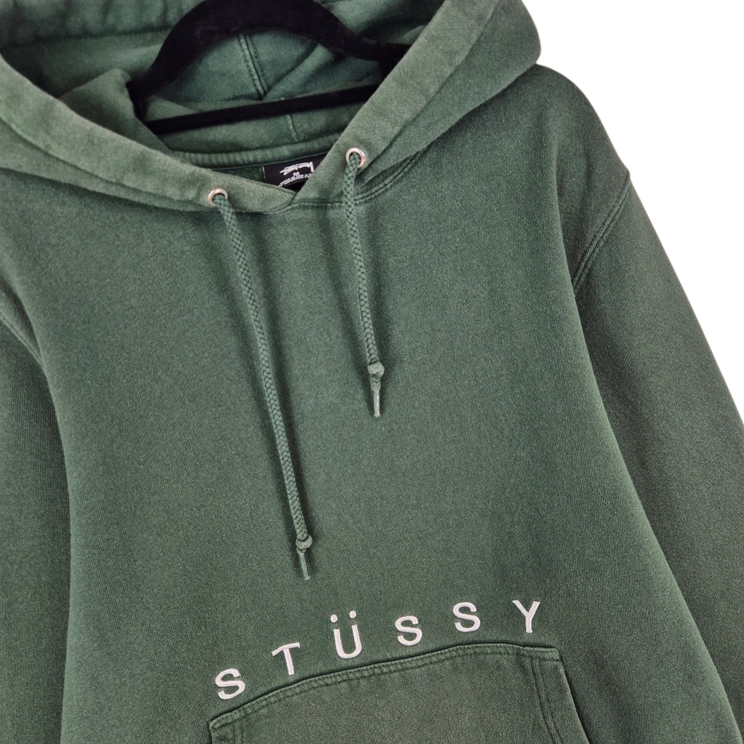 Stussy Dark Green Embroidered USA Made Hoodie Size M