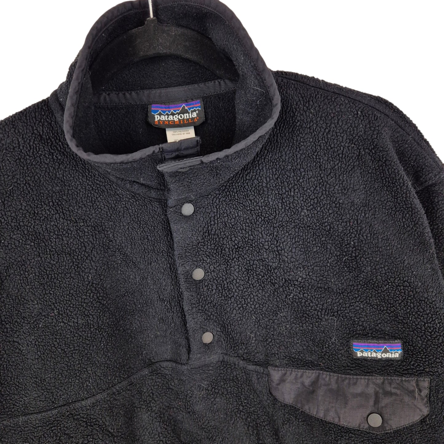 Vintage Patagonia Black Quarter Button Fleece Jumper Size M