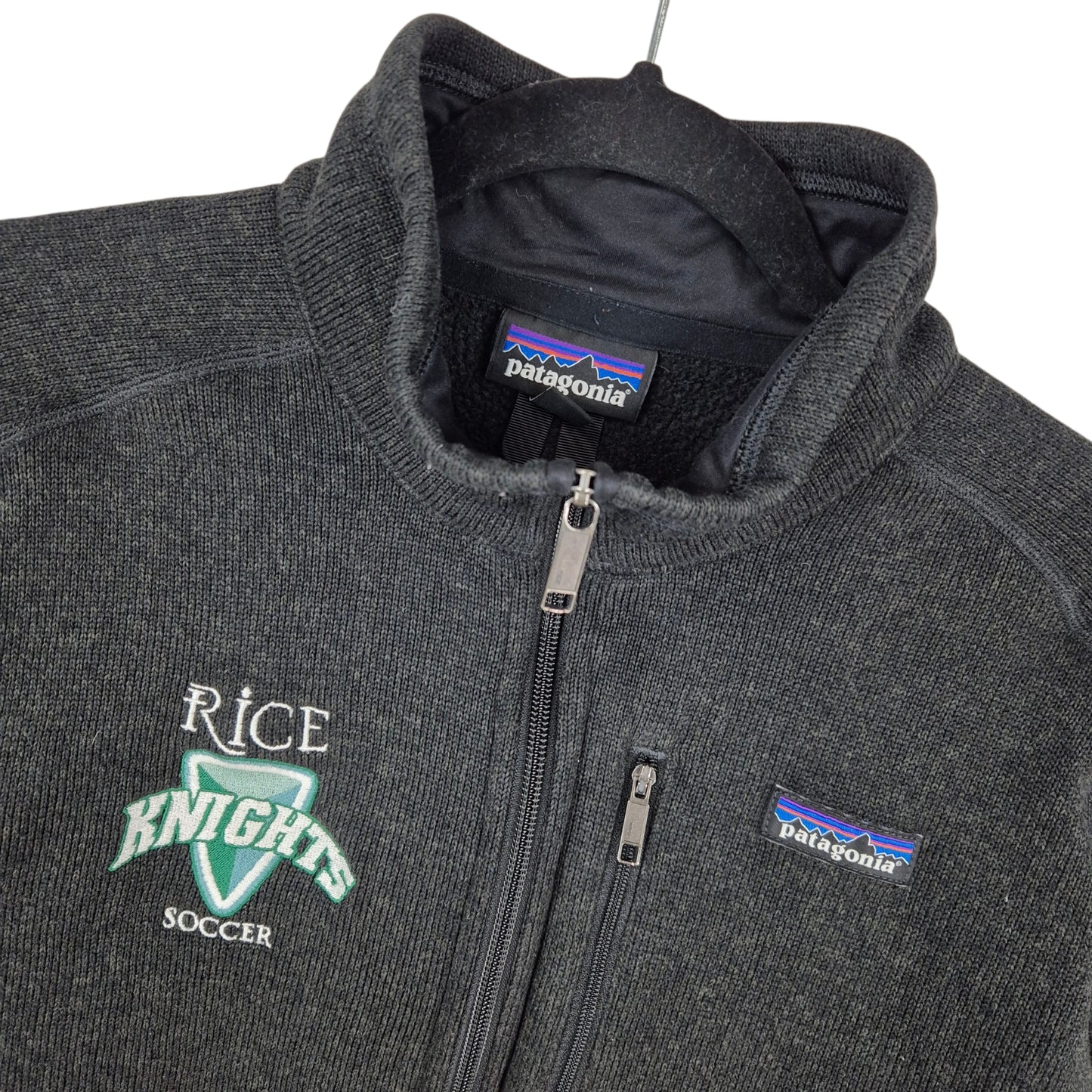Patagonia Rice Knights Soccer Black Quarter Zip Fleece Jumper Size L