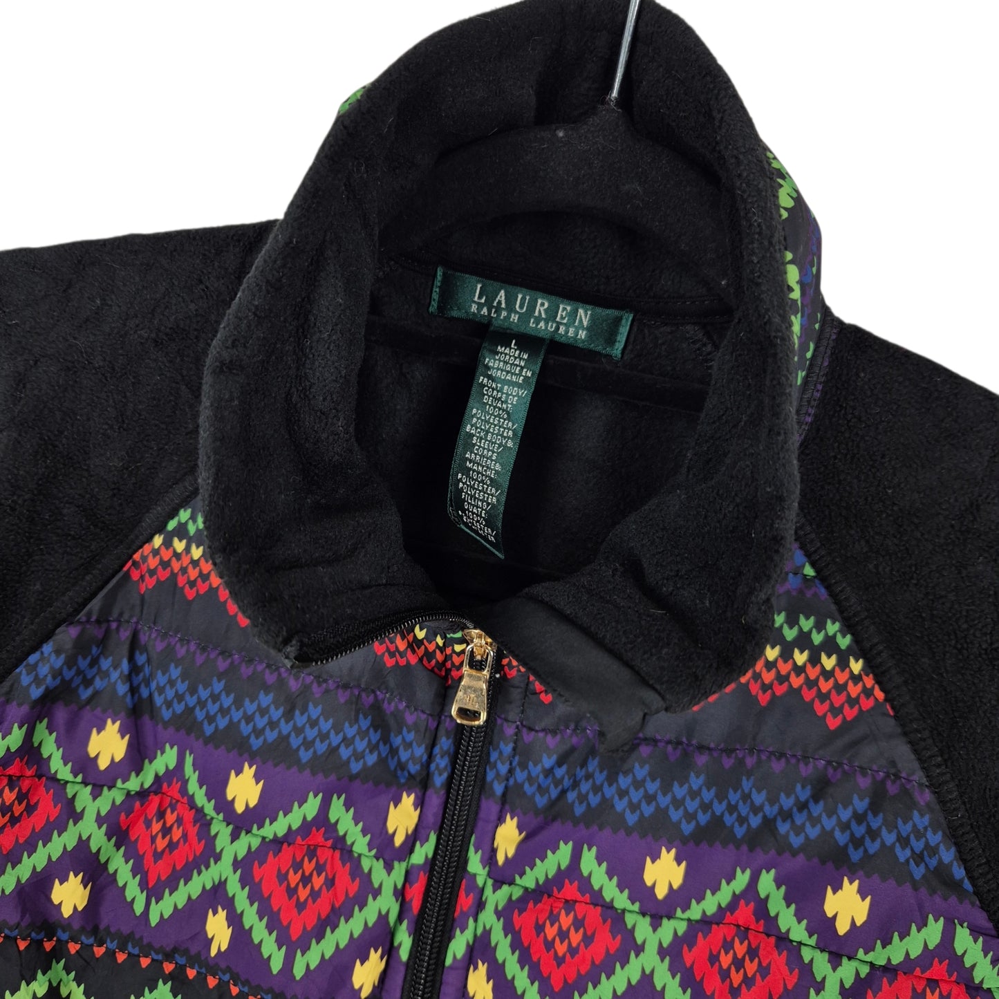 Vintage Ralph Lauren Green Label Womens Black Fleece Zip Jumper Size L