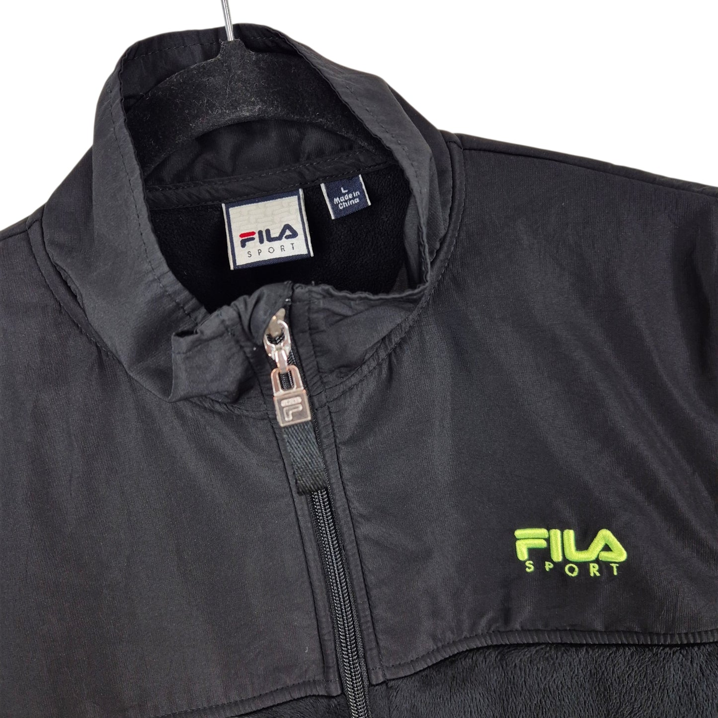 FILA Sport Womens Black Mink Fleece Zip Jumper Size L