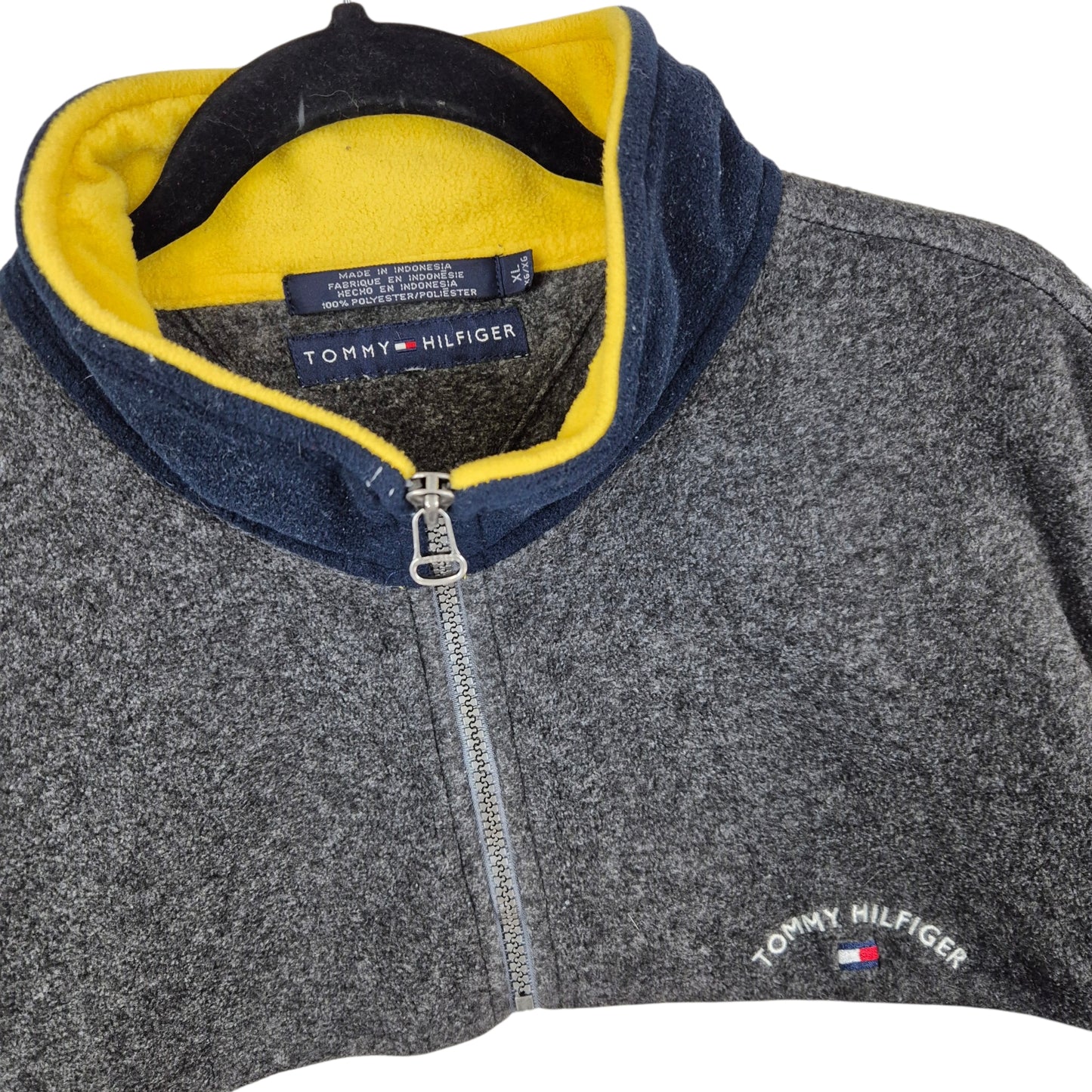 Vintage Tommy Hilfiger Grey Quarter Zip Fleece Jumper Size XL