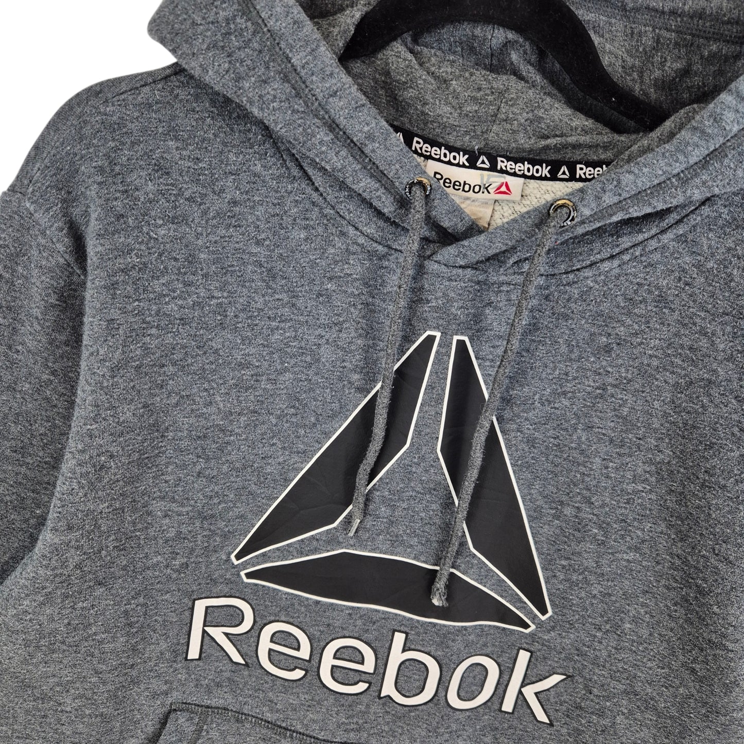 Reebok Grey Chest Print Hoodie Size M