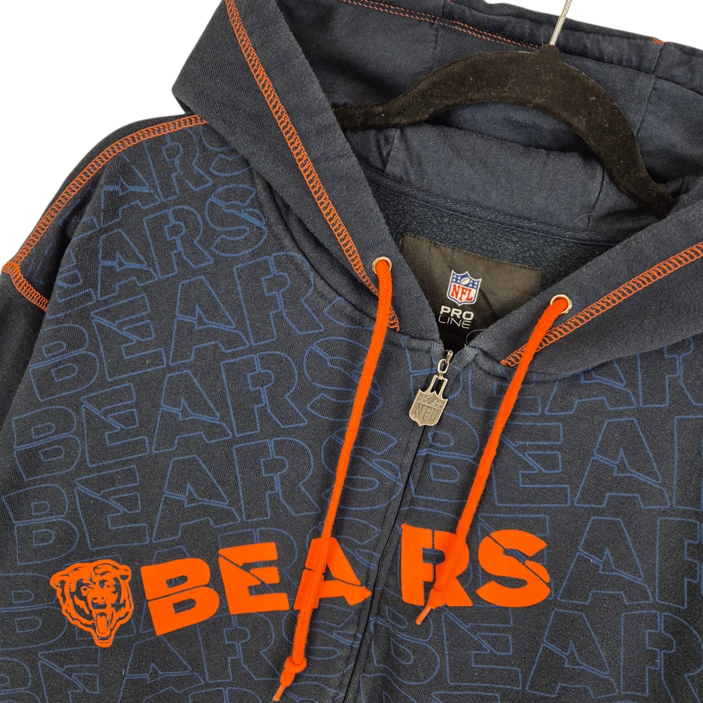 NFL Chicago Bears Dark Blue Half Zip Hoodie Size XL
