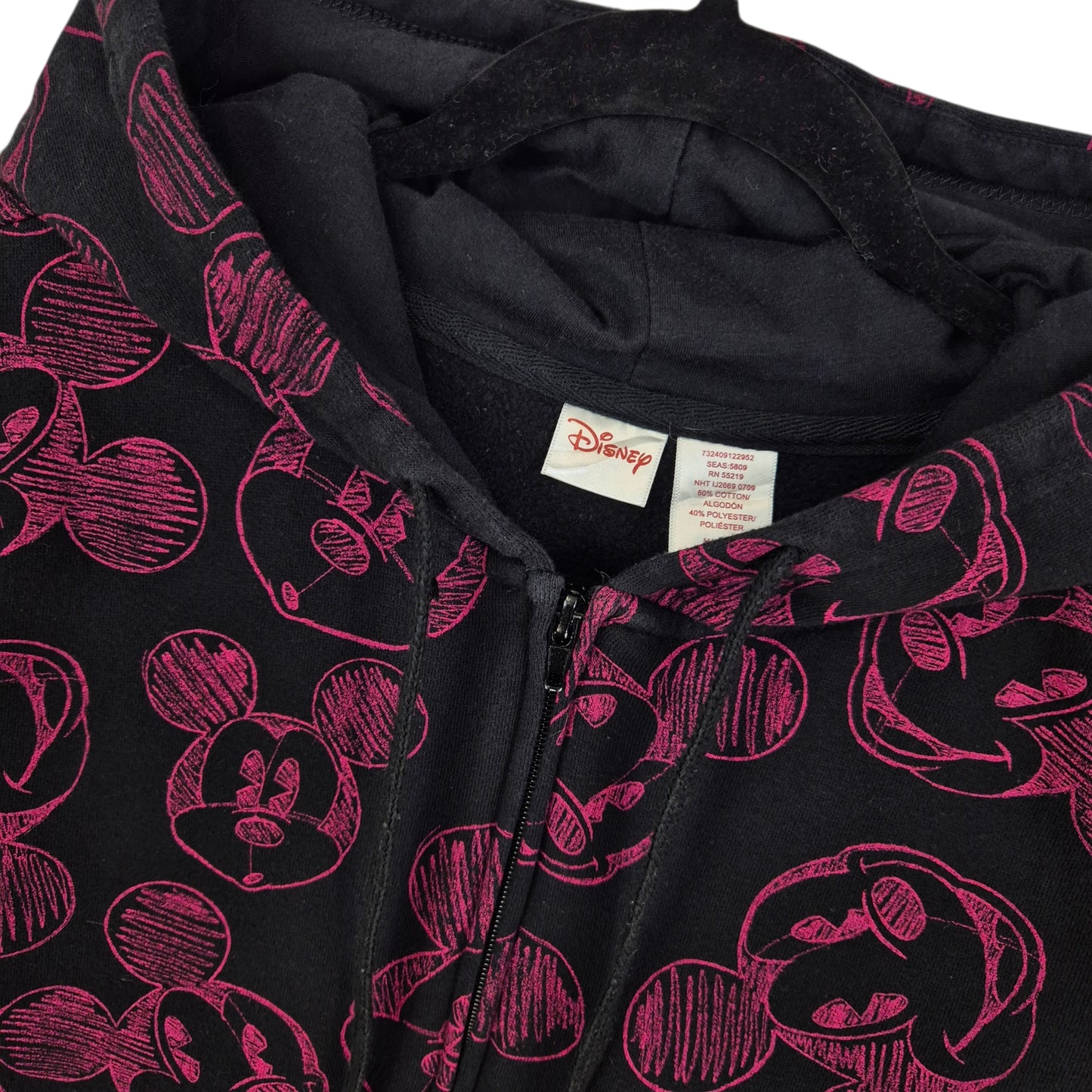 Disney Mickey Mouse Womens Black Zip Hoodie Size XL