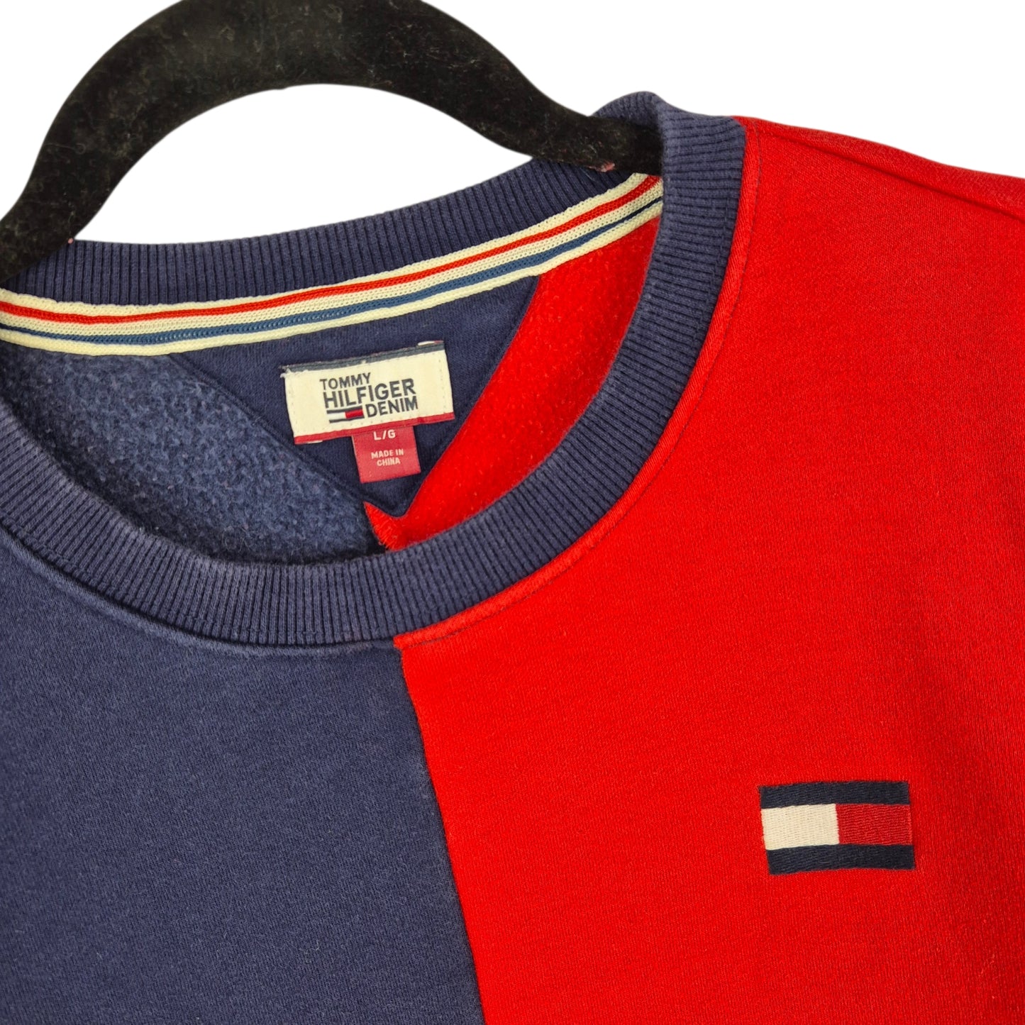 Tommy Hilfiger Denim Dark Blue Embroidered Crewneck Sweater Size L