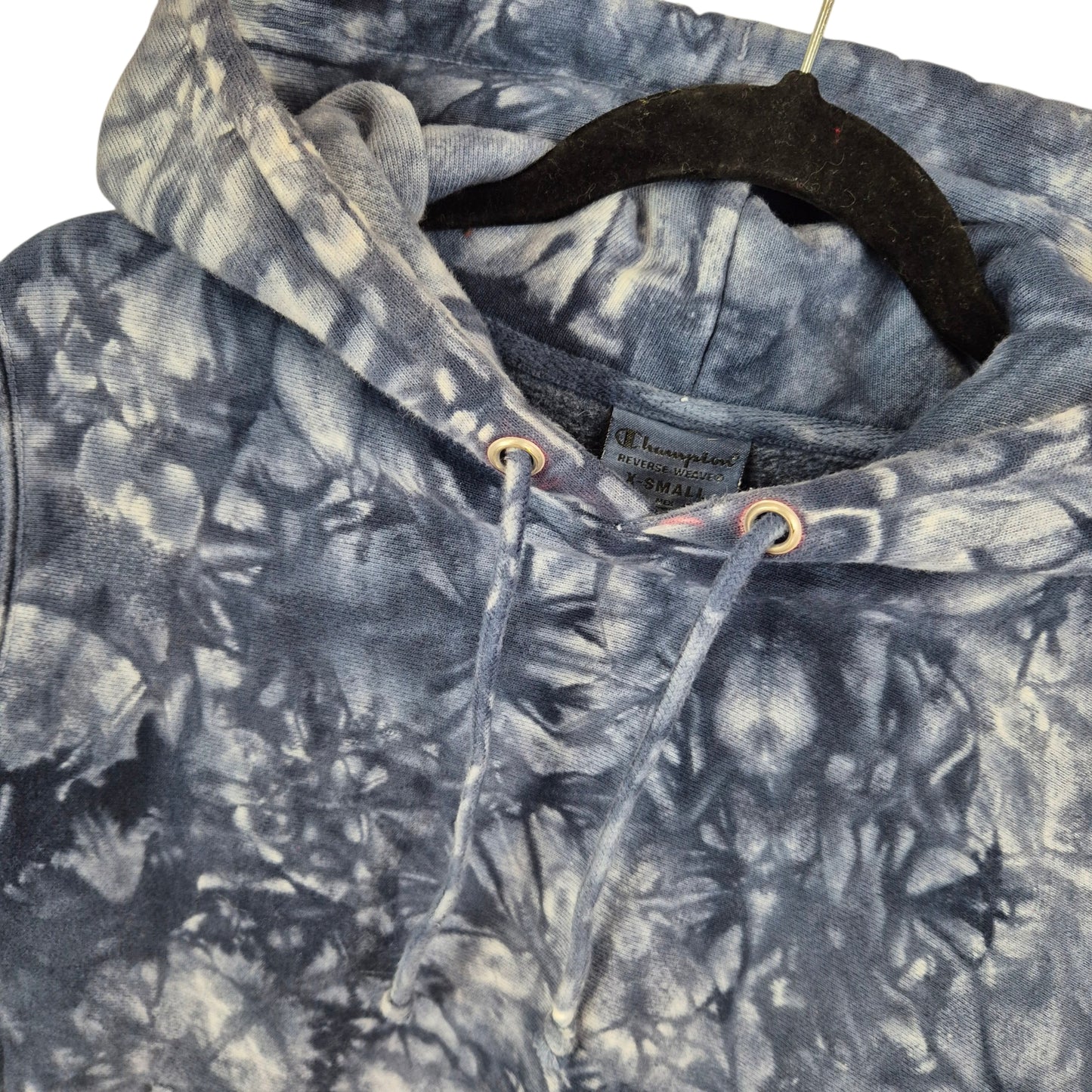 Champion Reverse Weave Blue Tie Dye Heavy Hoodie Size XS