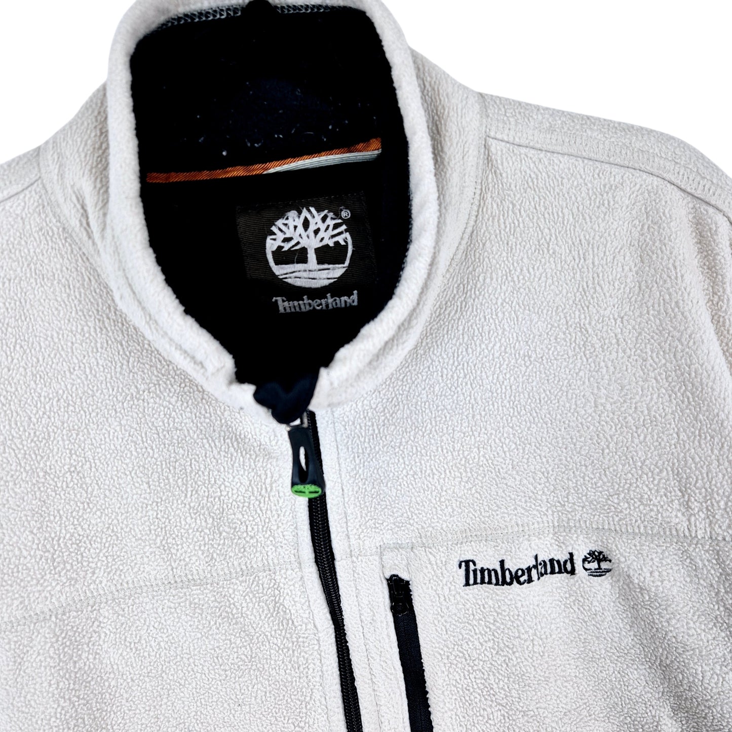 Timberland Cream White Fleece Zip Jumper Size XL