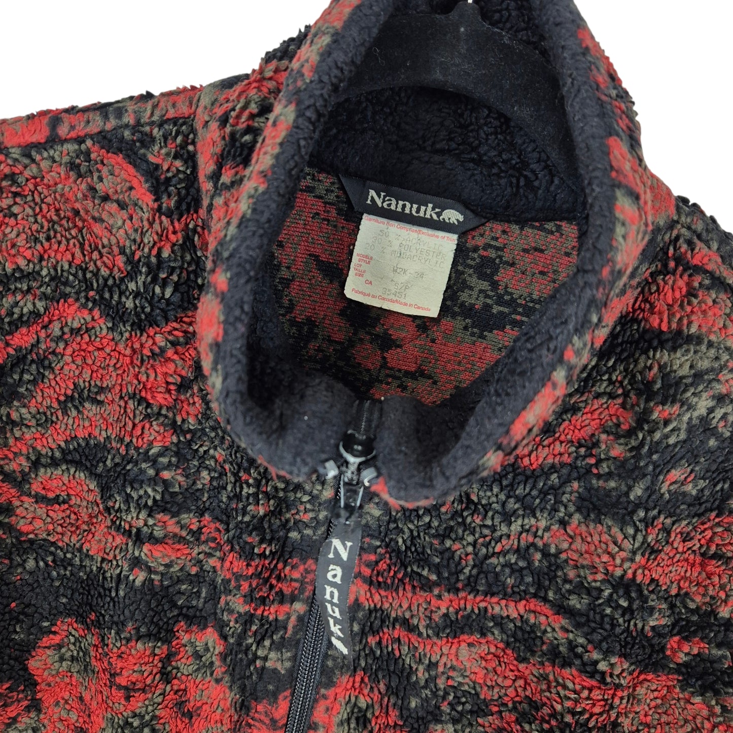Vintage Nanuk Canada 80's Red Fleece Zip Jumper Size S