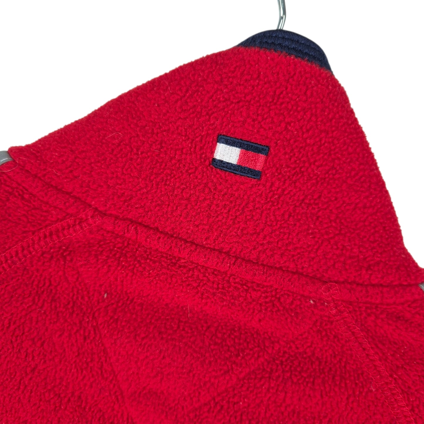 Vintage Tommy Hilfiger 90's Womens Red Fleece Zip Jumper Size M