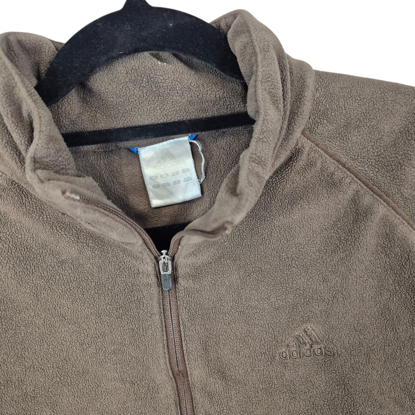 Vintage Adidas 2000's Brown Quarter Zip Fleece Jumper Size M