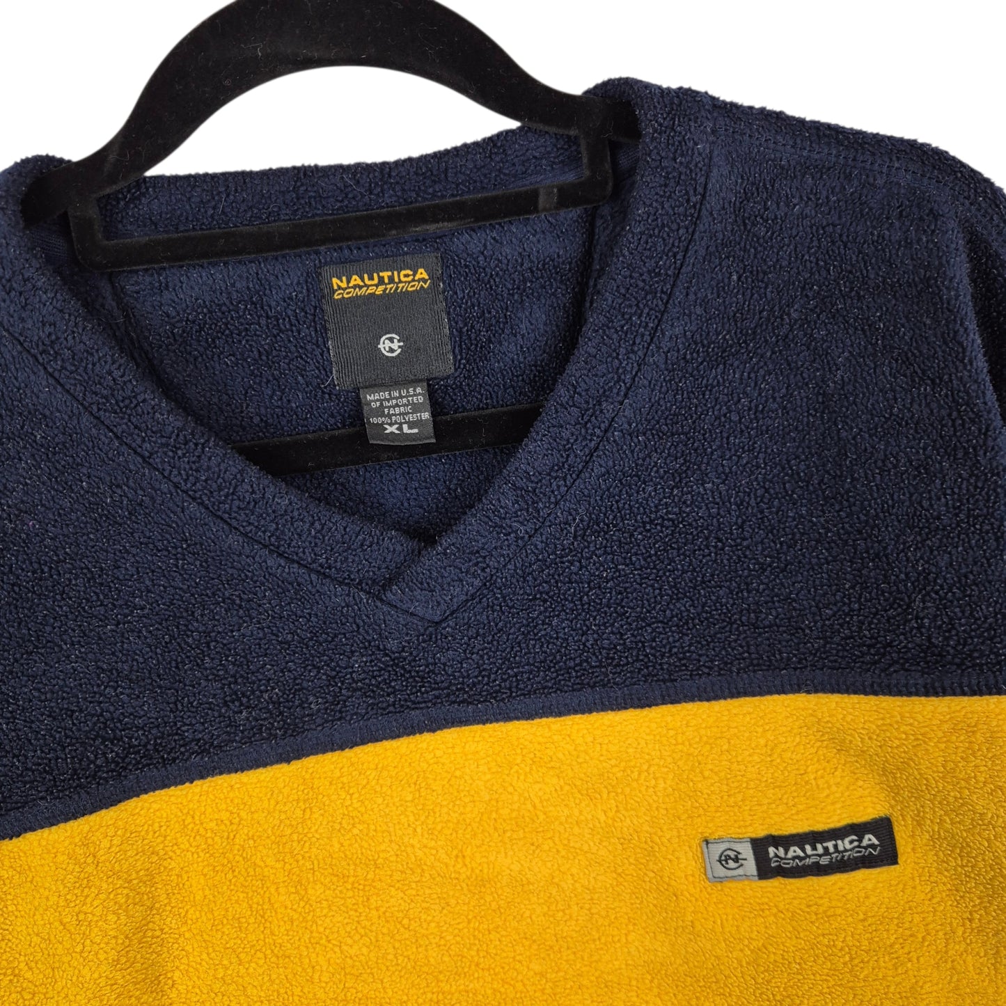 Vintage Nautica Competion 90's Yellow & Blue USA Fleece Jumper Size XL
