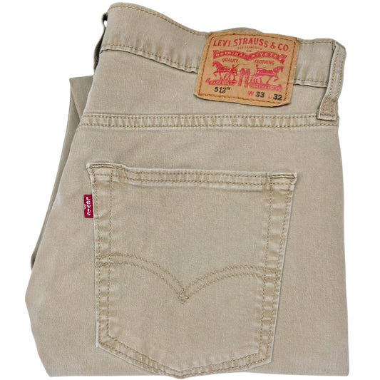 Levis 512 Jeans Light Brown Slim Stretch Denim W34