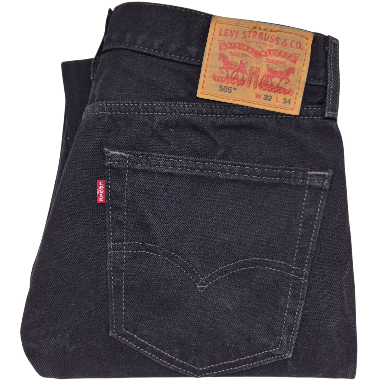 Levis 505 Jeans Black Heavy Rigid Straight Leg Denim W32