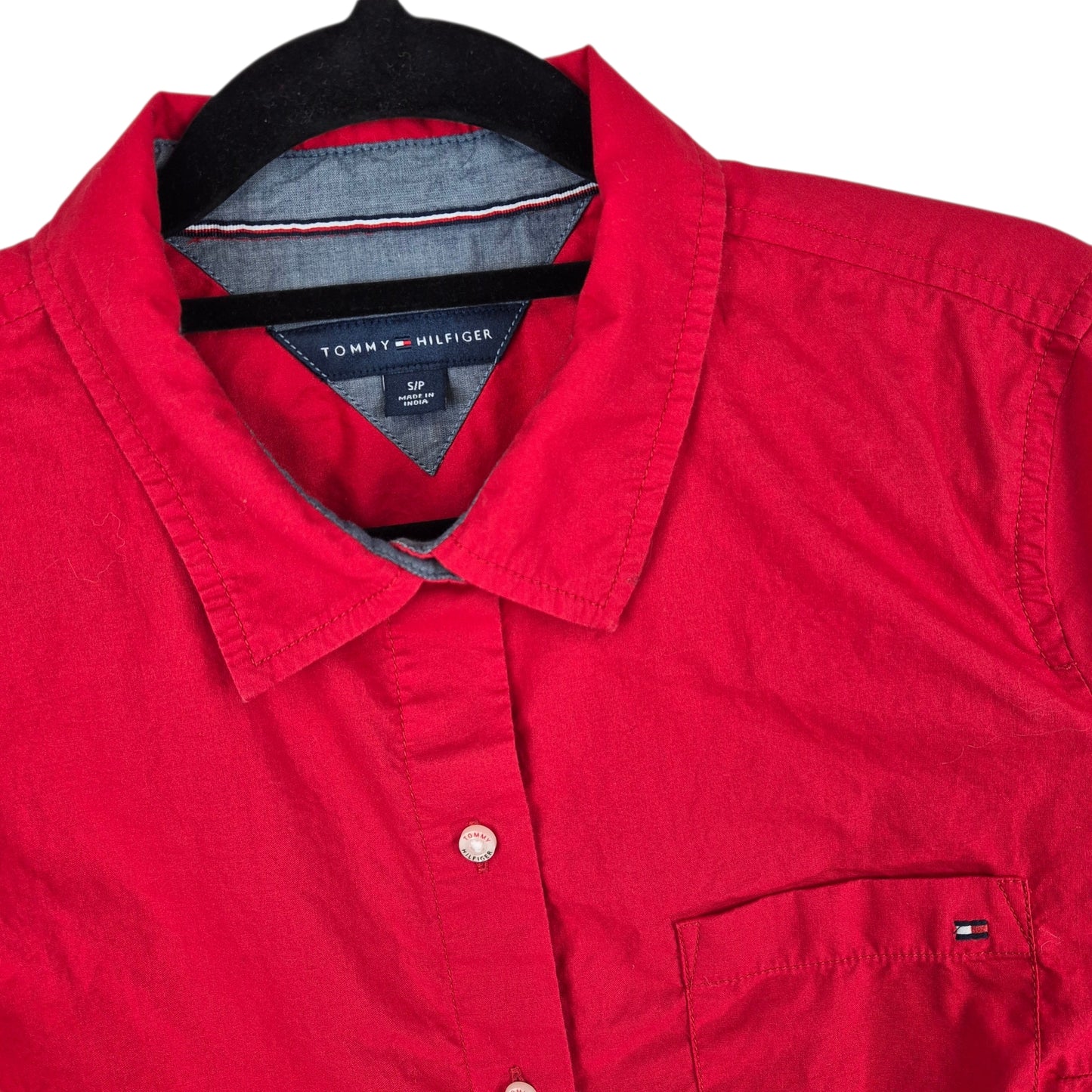Tommy Hilfiger Womens Red Button Shirt Size S