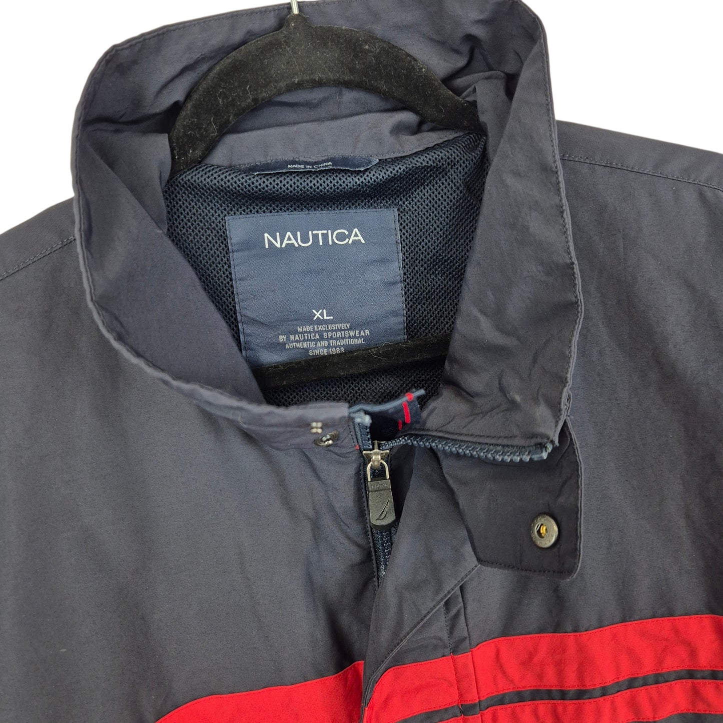 Nautica Black Windbreaker Jacket Size XL