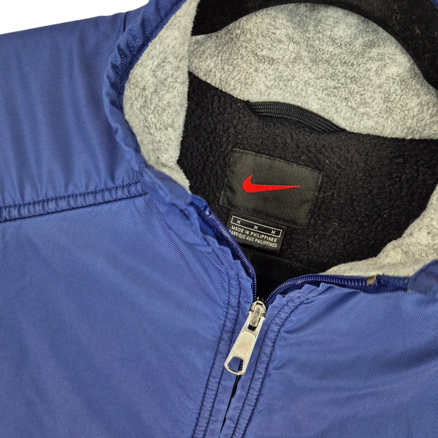 Vintage Nike 90's Dark Blue & Black Fleece Zip Jacket SizeM