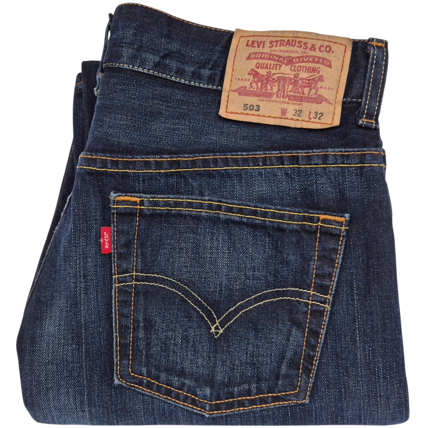 Vintage Levis 503 Jeans 2000's Dark Blue Slight Bootcut Denim W32