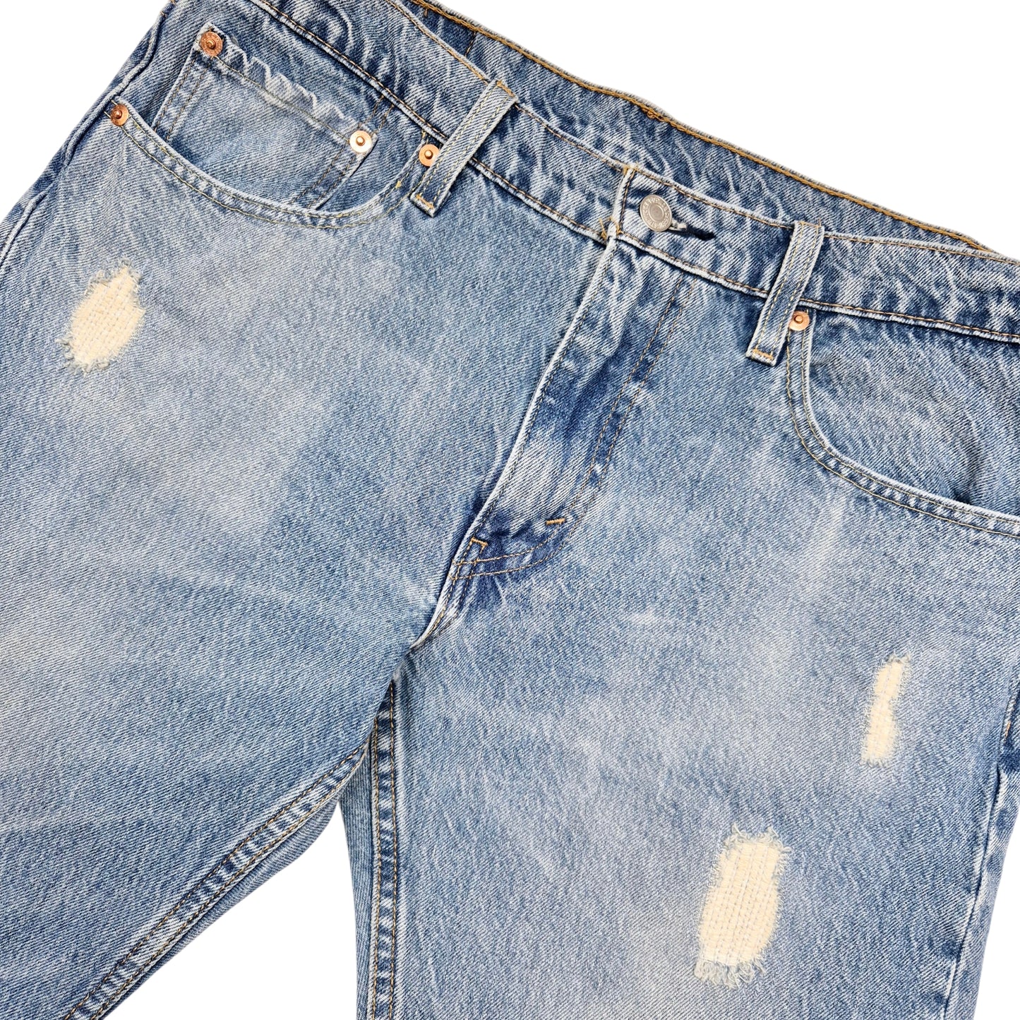 Levis 502 Jeans Light Blue Classic Distresed Denim W33