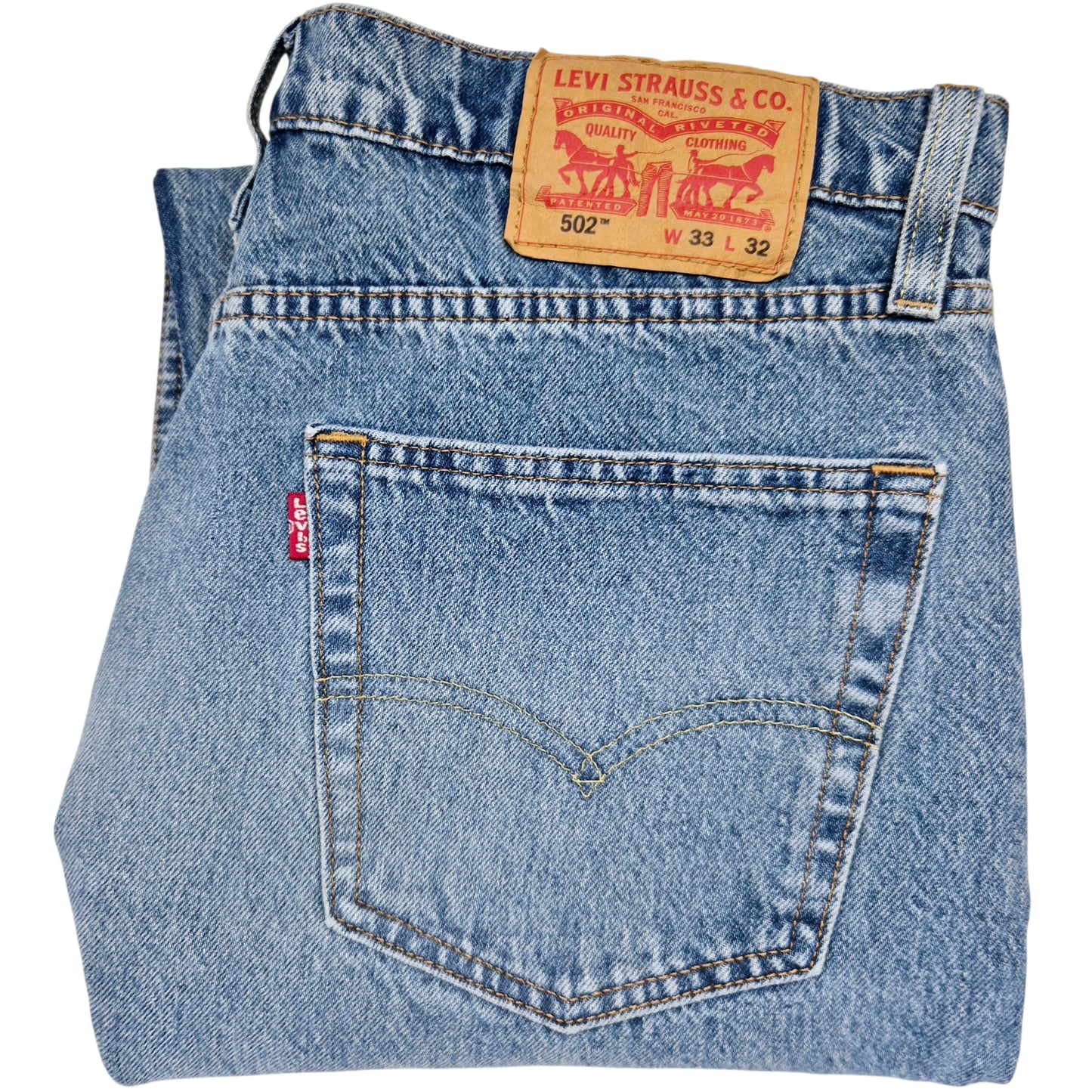 Levis 502 Jeans Light Blue Classic Distresed Denim W33