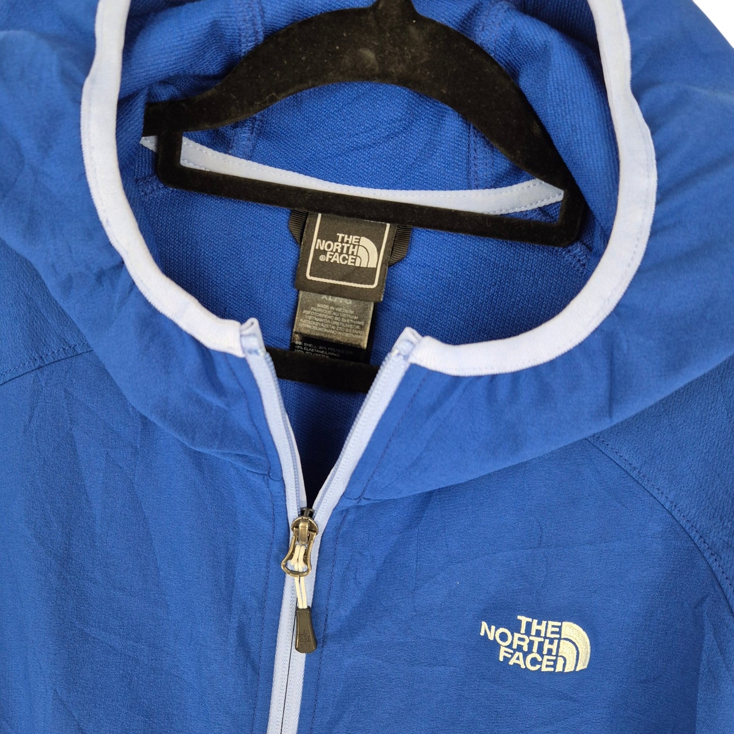The North Face Womens Blue Hooded Stretchy Zip Jacket Size XL