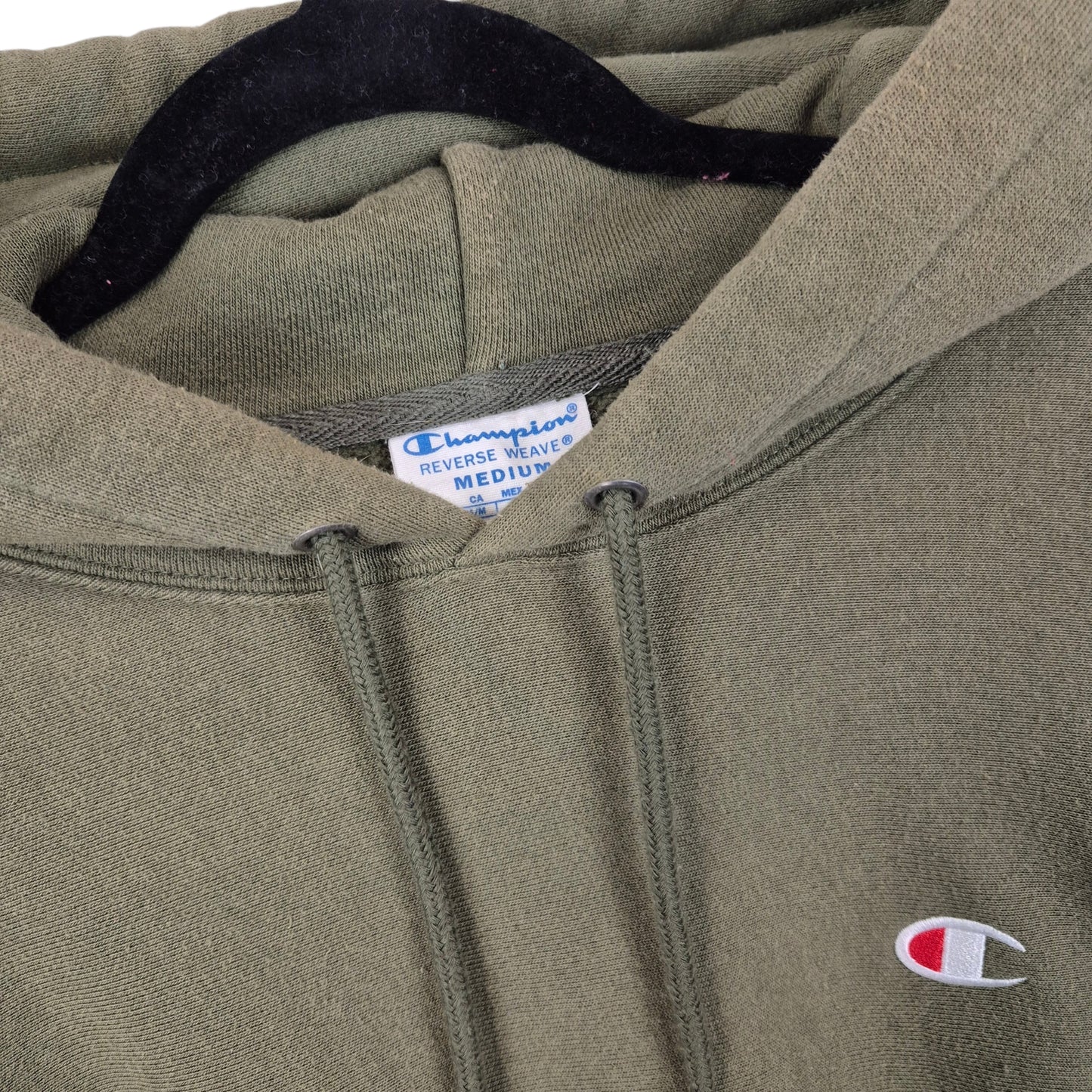 Champion Reverse Weave Olive Green Heavy Hoodie Size M