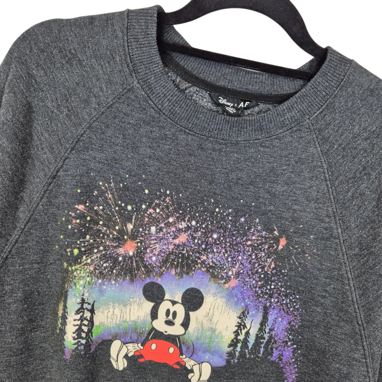 Disney Mickey Mouse Dark Grey Oversized Crewneck Sweater Size S