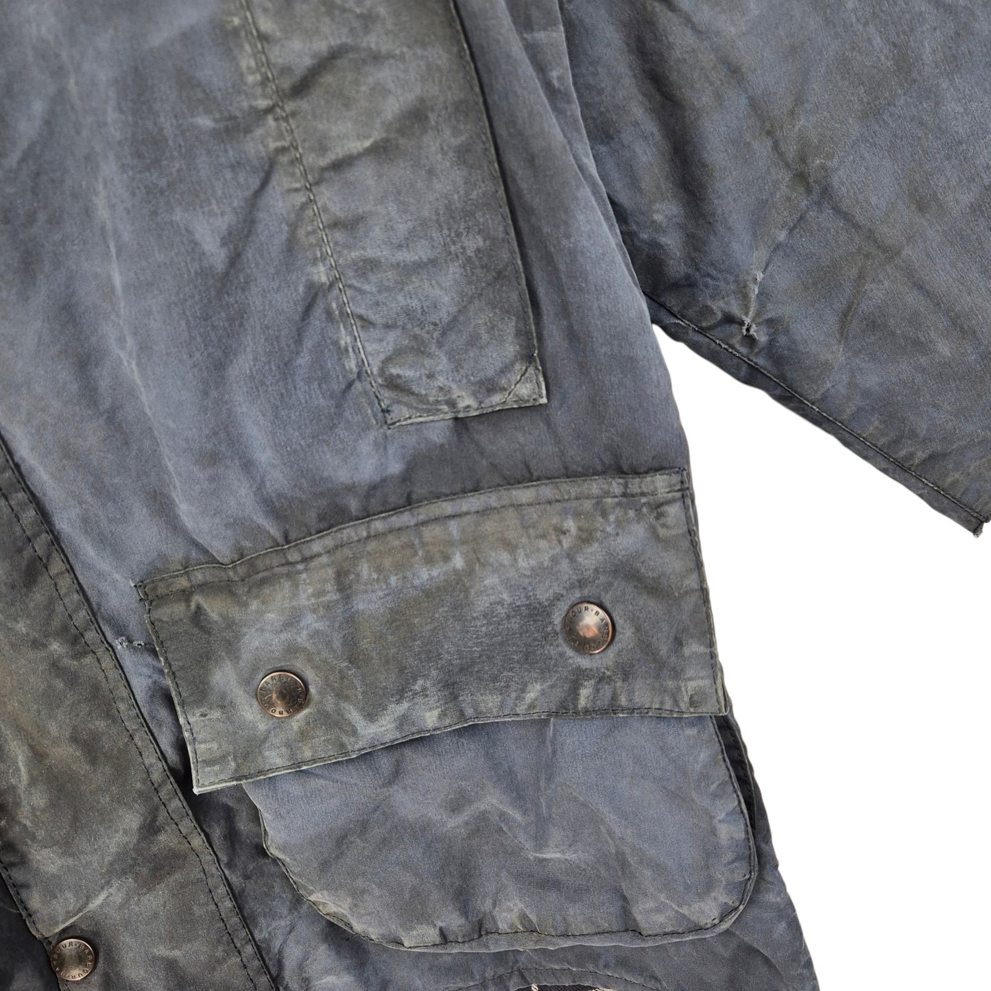 Vintage Barbour Dark Grey Heavy Trench Coat Wax Jacket Size M