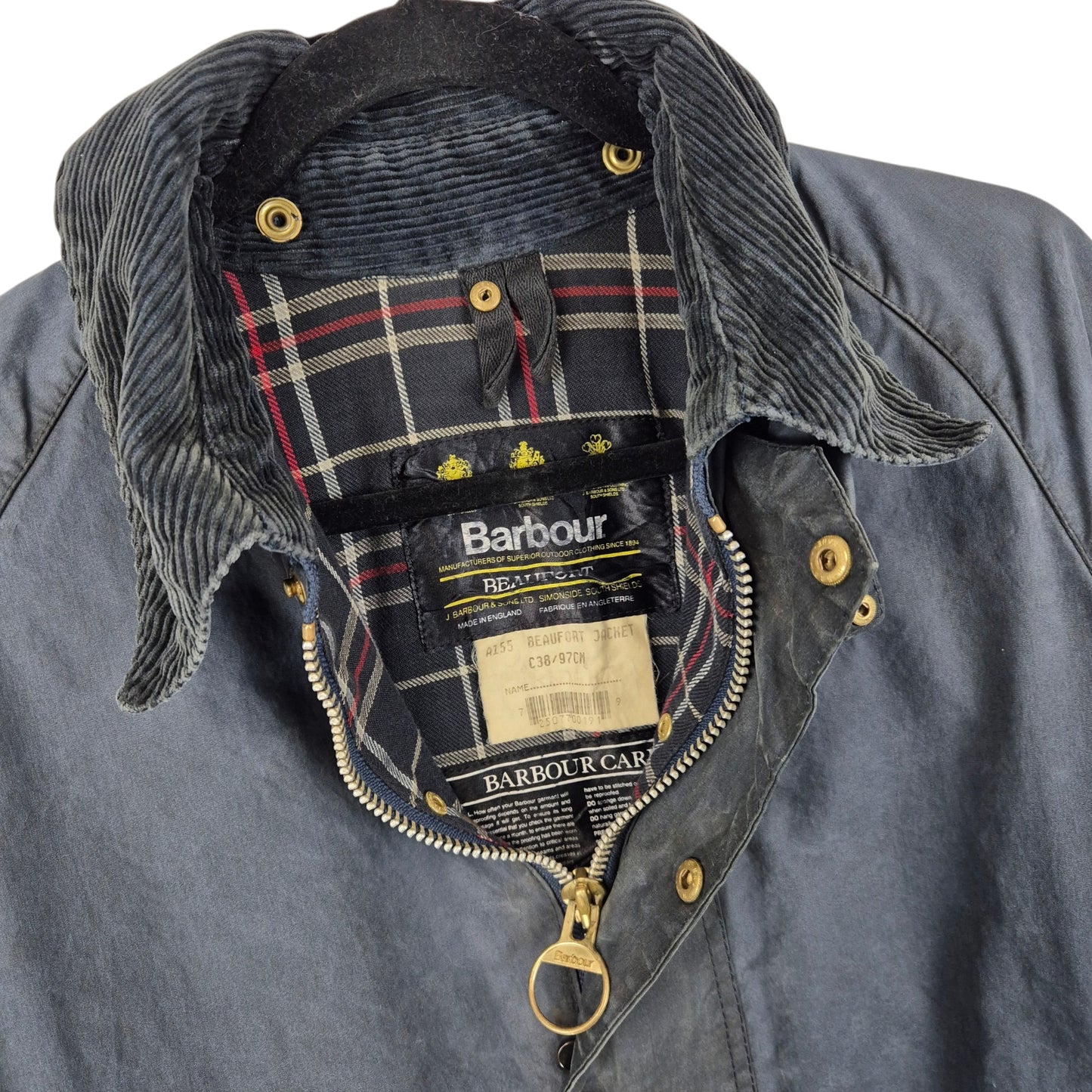 Vintage Barbour Dark Grey Heavy Trench Coat Wax Jacket Size M